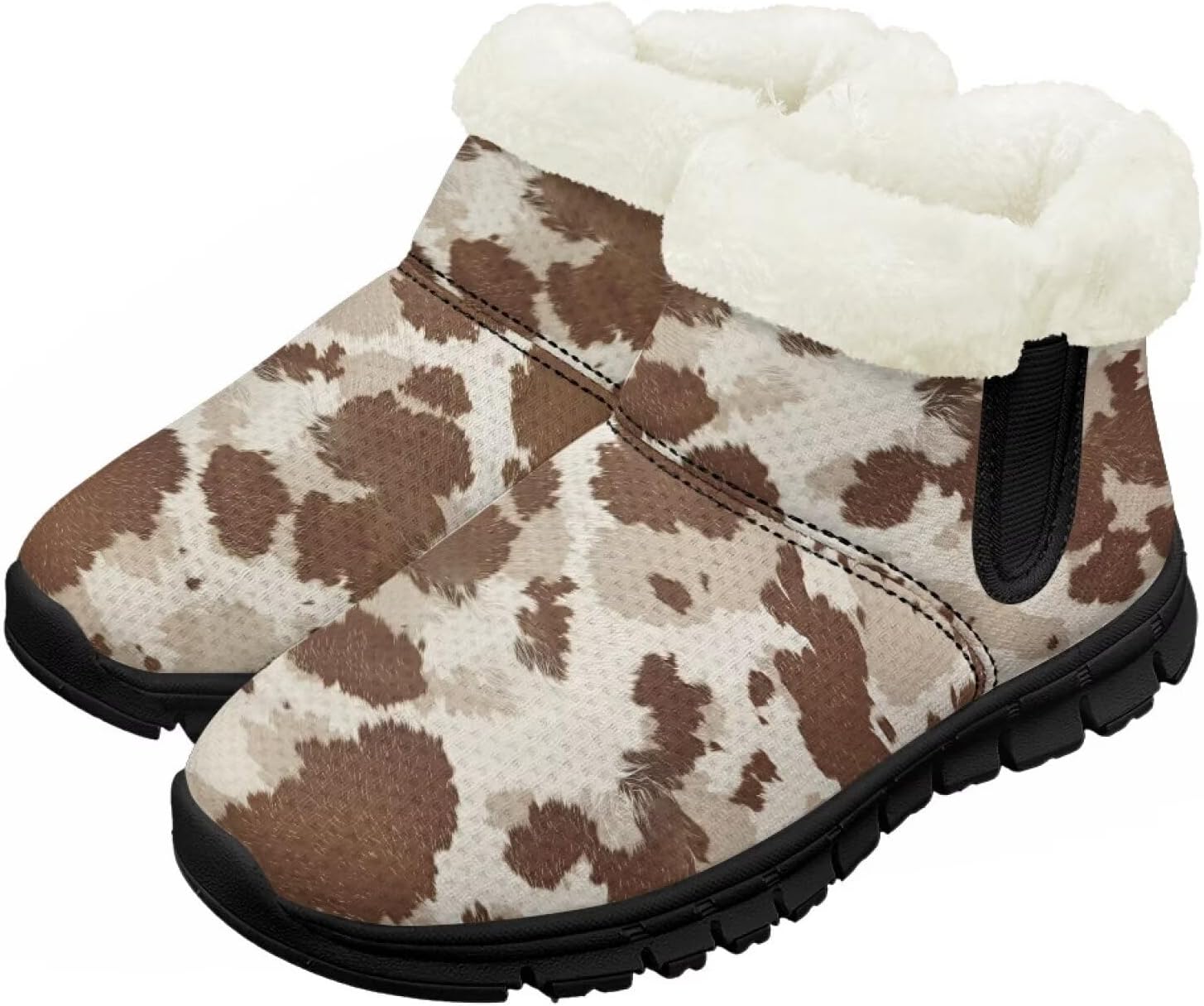 

Зимние ботинки для малышей для мальчиков и девочек, утепленные и очень легкие с плюшевой подкладкой и подошвой с противоскользящим эффектом Chririnla, Brown Cow Print