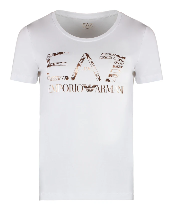 

Хлопковая футболка из модала с ярким принтом Emporio Armani Ea7, белый
