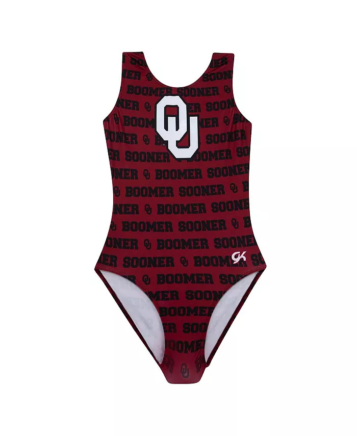 Элитный гимнастический купальник Oklahoma Sooners в малиновом цвете для старших мальчиков и девочек GK Elite — фото 2