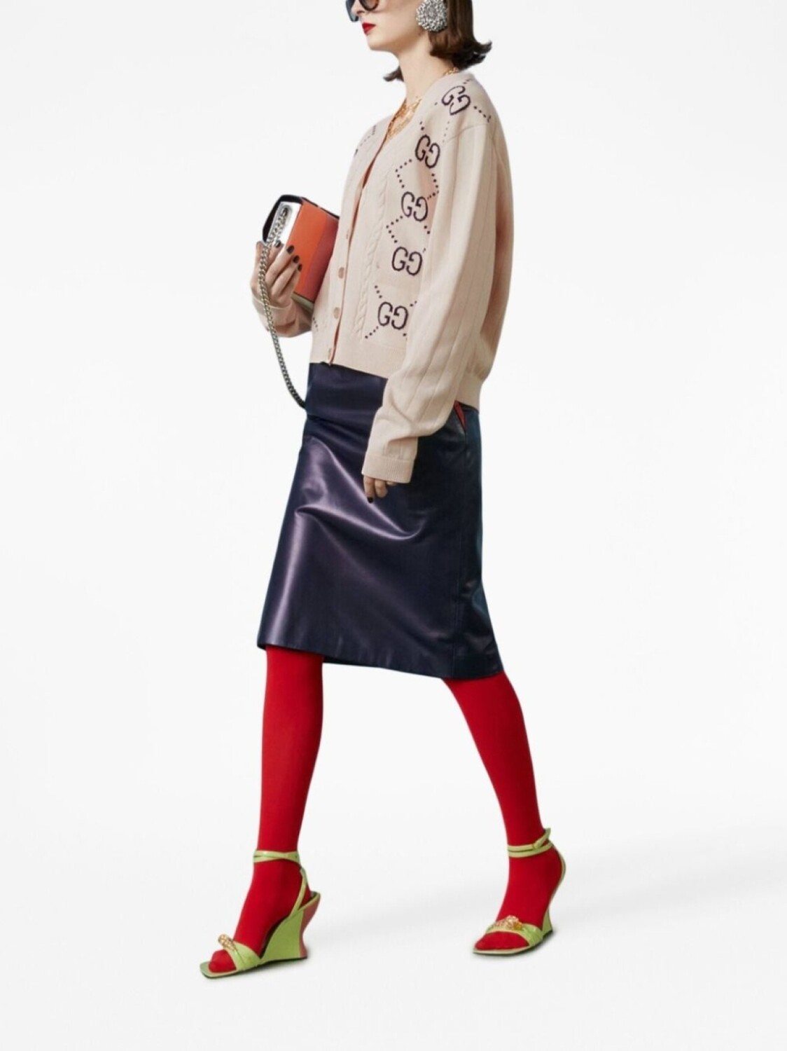 

Кардиган с V-образным вырезом и логотипом GG Gucci, бежевый
