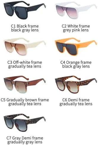 

Солнцезащитные очки 2026 в квадратной оправе для женщин, ретро-градиентные солнцезащитные очки большого размера с защитой от УФ-излучения UV400 MTZJH, C6