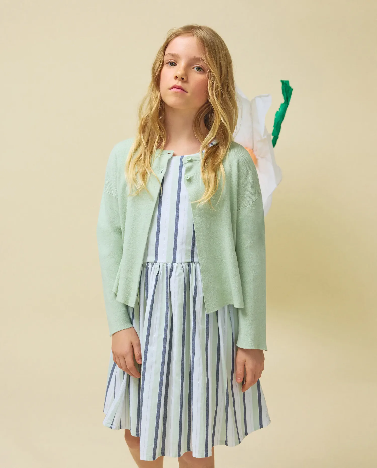 Базовая трикотажная куртка для девочки Kids El Corte Inglés, светло-зеленый — фото 2