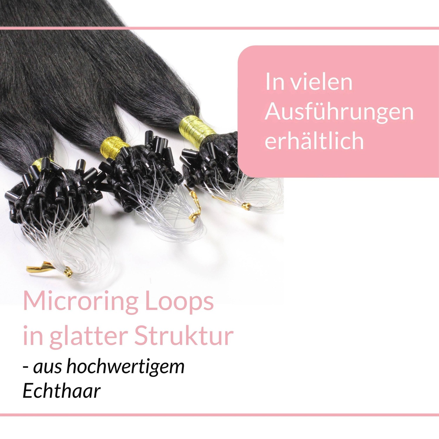Накладные волосы microring extensions echthaar #2/0 schwarz 0.5g Hair2Heart, 50cm, количество 25 шт. — фото 3