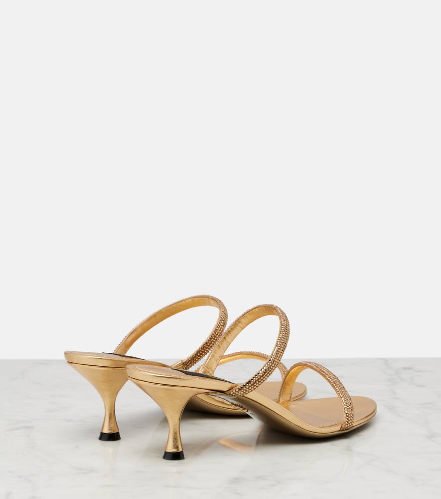 Атласная шлепанцы с кристаллами Dolce&Gabbana, Gold — фото 2