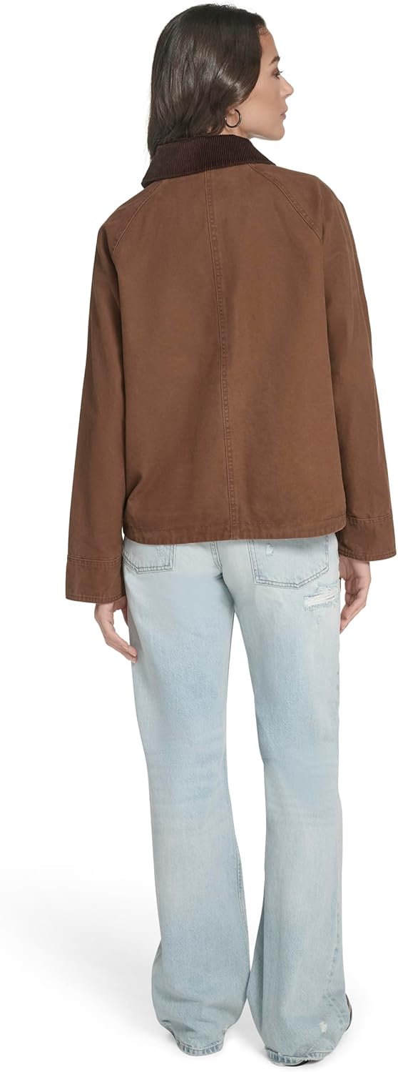 Женская куртка Levi's короткая хлопковая, темно-коричневый — фото 4