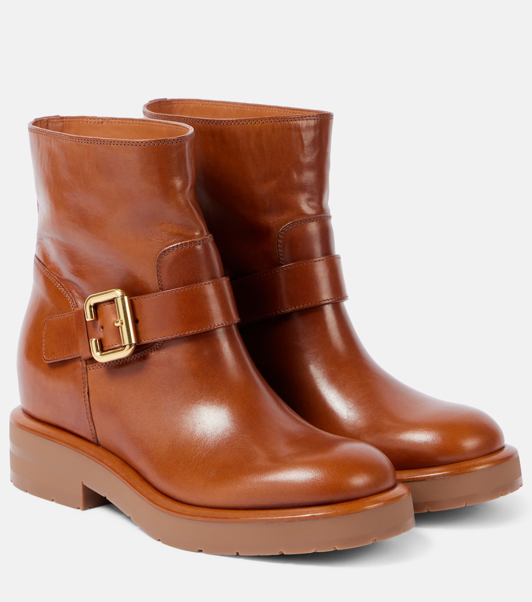 Кожаные байкерские ботинки Coddington Chloé, Ginger Brown