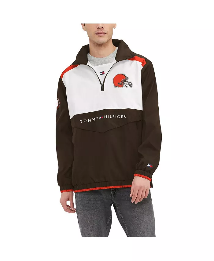 

Мужская коричнево-белая худи с капюшоном и полумолнией Cleveland Browns Carter Tommy Hilfiger
