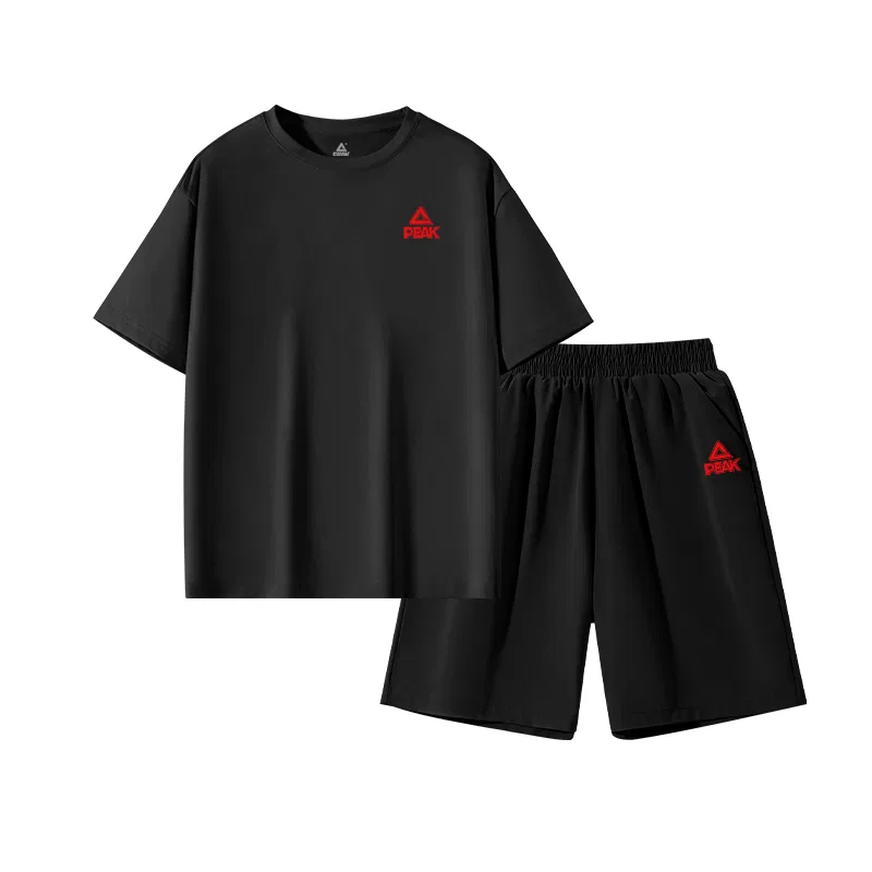 Детский спортивный костюм PEAK Black/PK Small Logo Red Silicone K черный