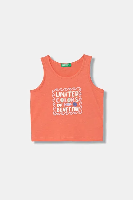 Топ без рукавов хлопковый United Colors of Benetton, оранжевый