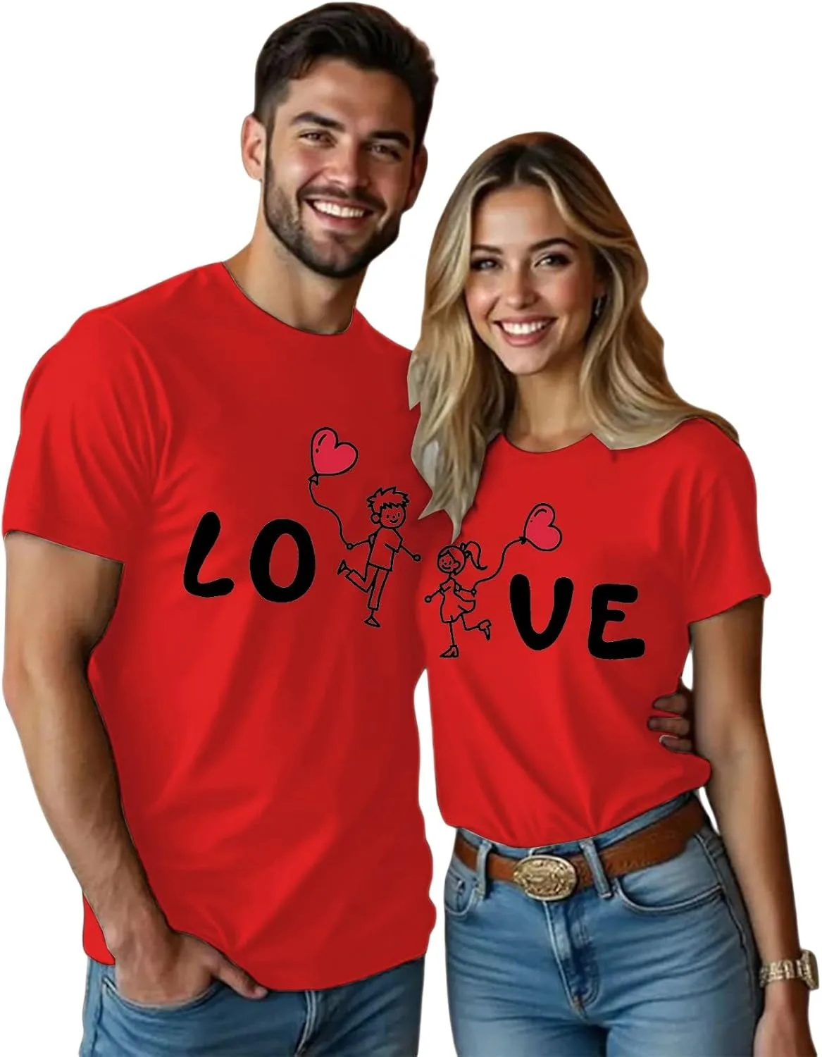 Generic Футболка Valentine's Matching Couples с коротким рукавом и принтом в виде сердца