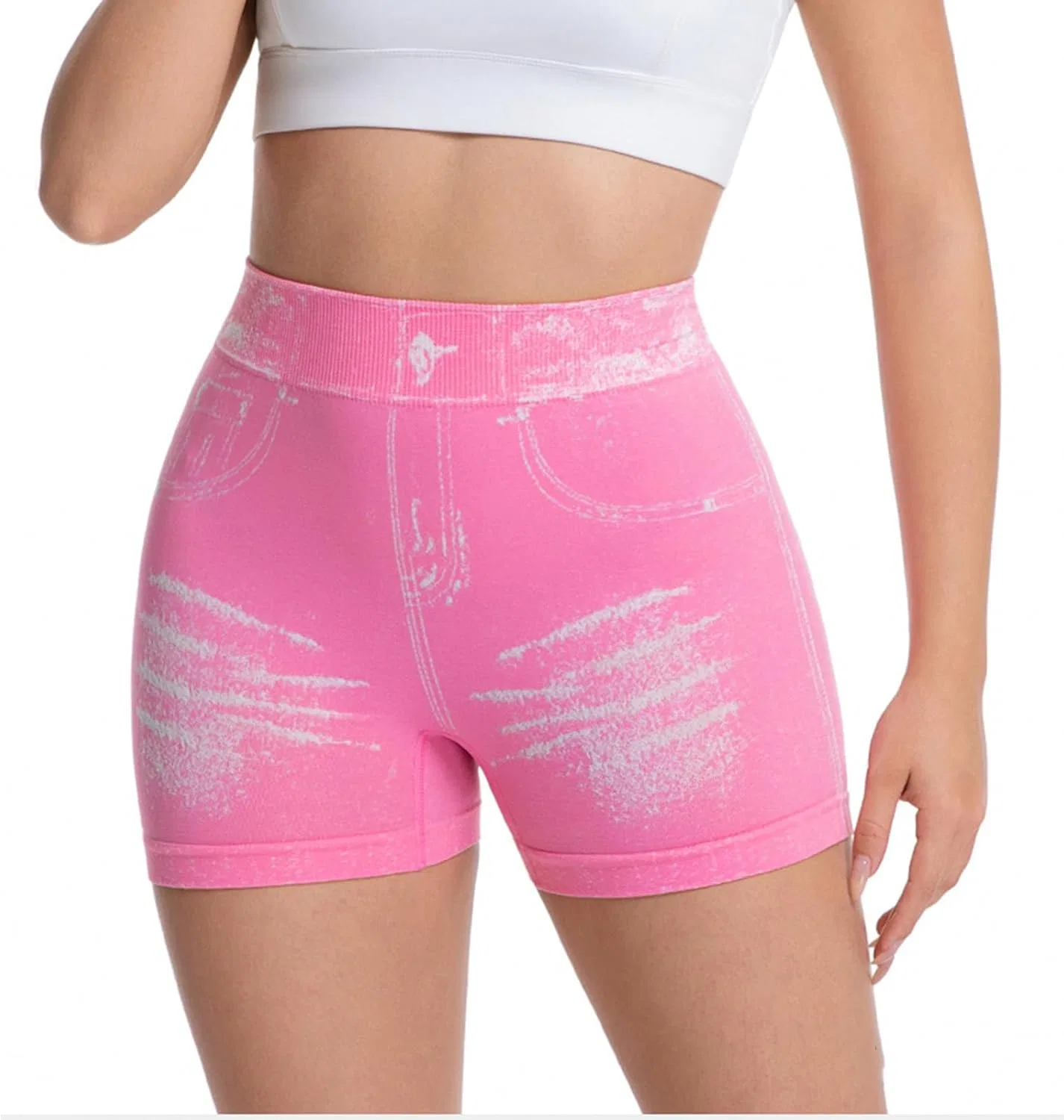 Шорты для активного отдыха, джинсовые леггинсы, Hot Pink, размерная сетка S-XXL — фото 4