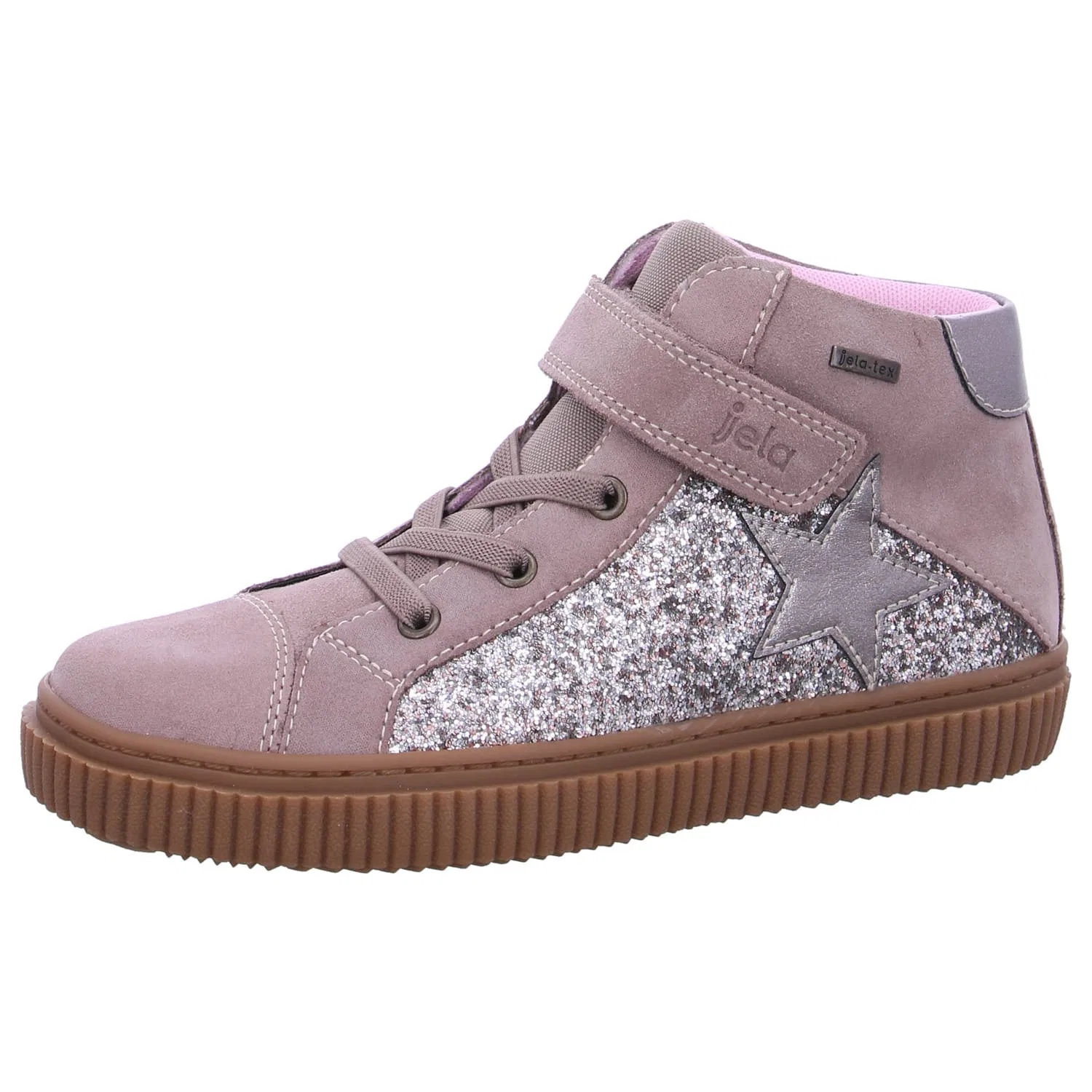 Кроссовки высокие из кожи, Jela shoes, бежевый