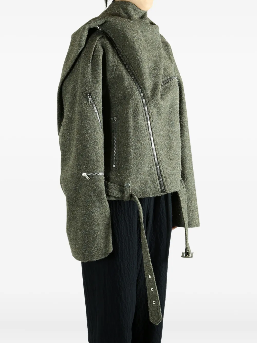 Куртка на молнии с поясом Rick Owens, зеленый — фото 3