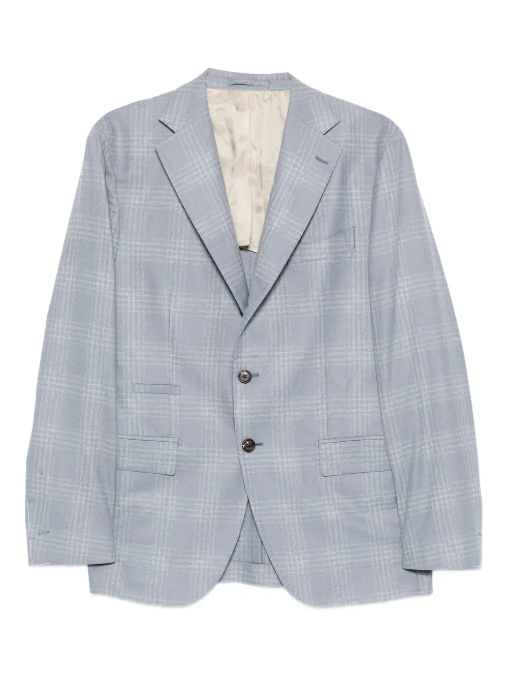 

Однобортный пиджак в клетку Eleventy, синий