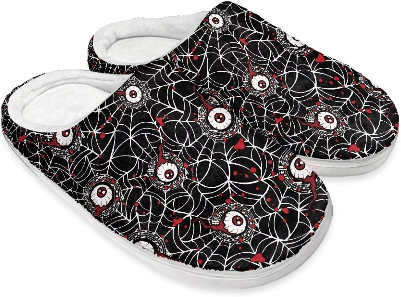 

Хлопковые тапочки на Хэллоуин и Рождество для женщин и мужчин, мягкие, теплые, нескользящие, домашние тапочки, дорожные тапочки Buxolandt, Halloween Spider Web Eyeball
