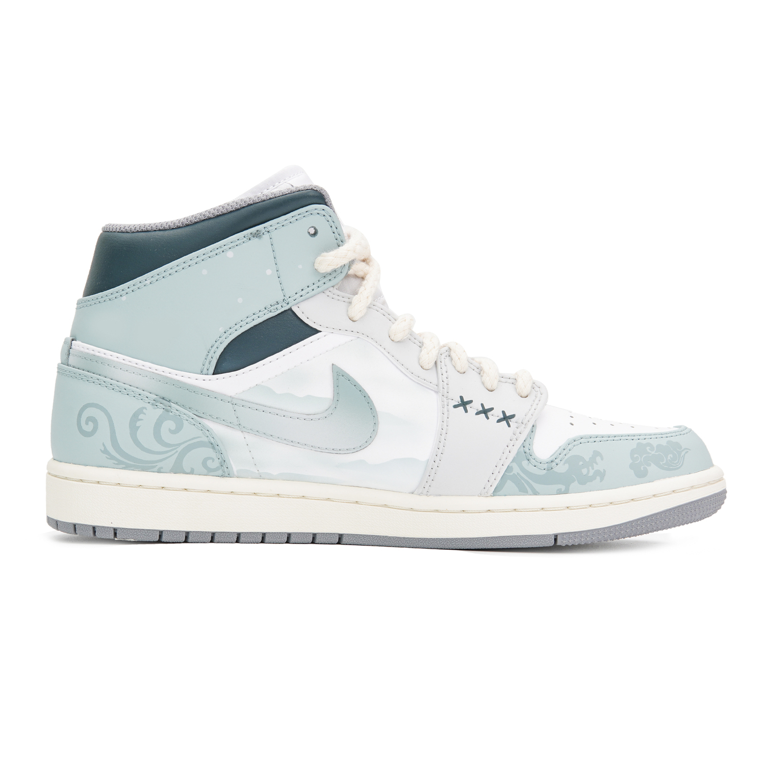 Винтажные баскетбольные кроссовки Air 1 High Top мужские бирюзовый Jordan, цвет морской волны — фото 3