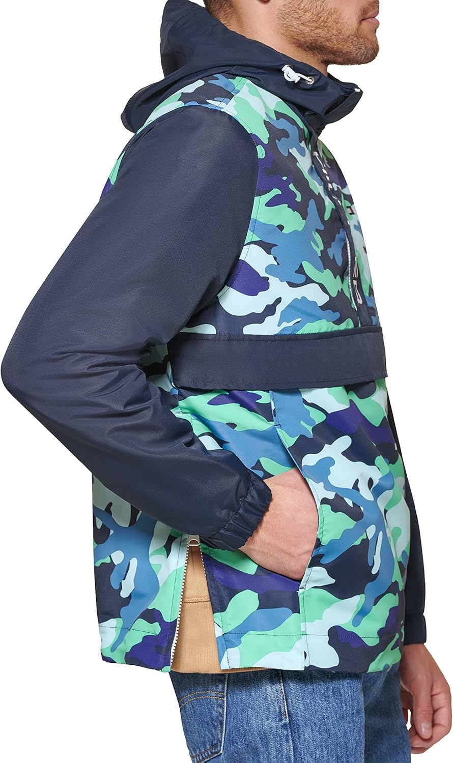 Мужская легкая куртка-поповер в стиле ретро от Tommy Hilfiger Taslan, Blue/Green Camouflage — фото 3
