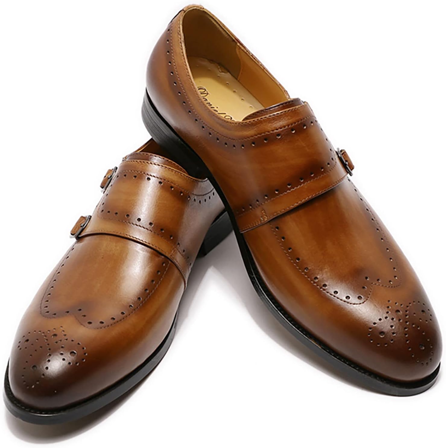 

Мужские туфли Monk двойного типа с кожаной пряжкой, дерби, броги с крыльями, стильные офисные туфли с ремешком Monk, коричневые, размер 44 Generic