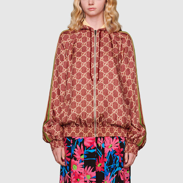 Куртка gg supreme print silk jacket 'sweet berries rose' Gucci, красный — фото 2