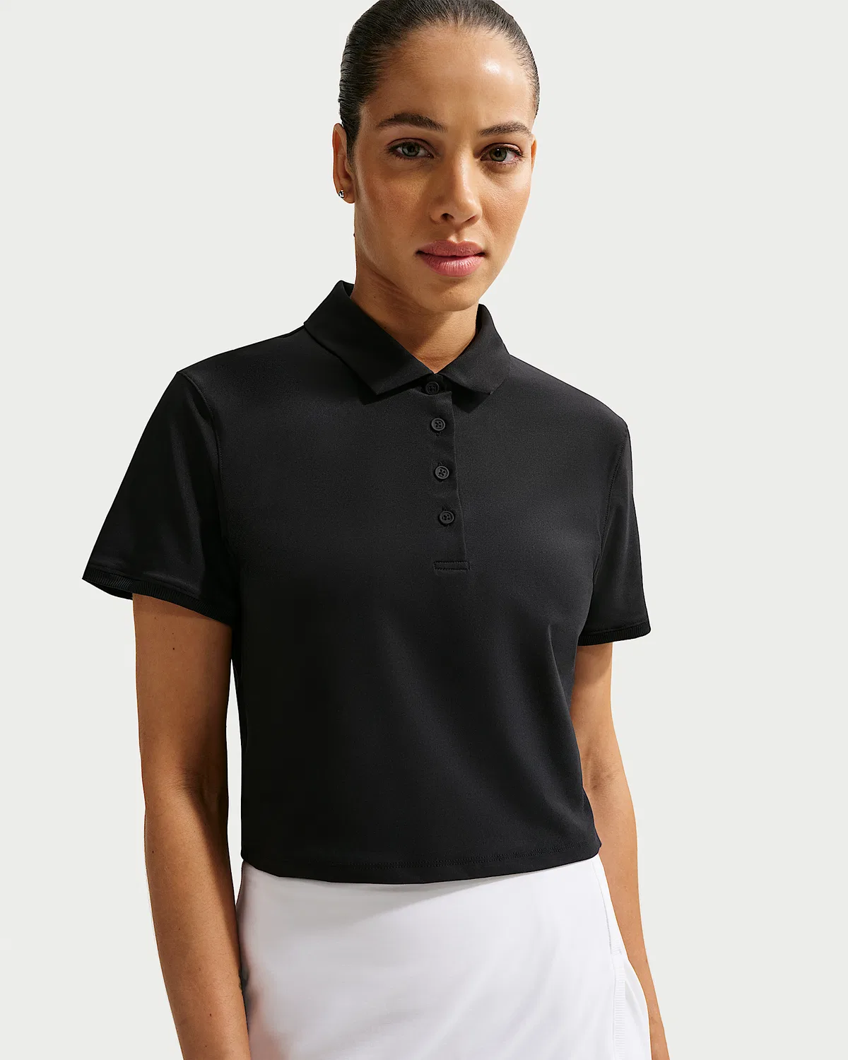 Женское поло Nike Victory Dri-FIT с коротким рукавом и укороченным кроем, Black/White