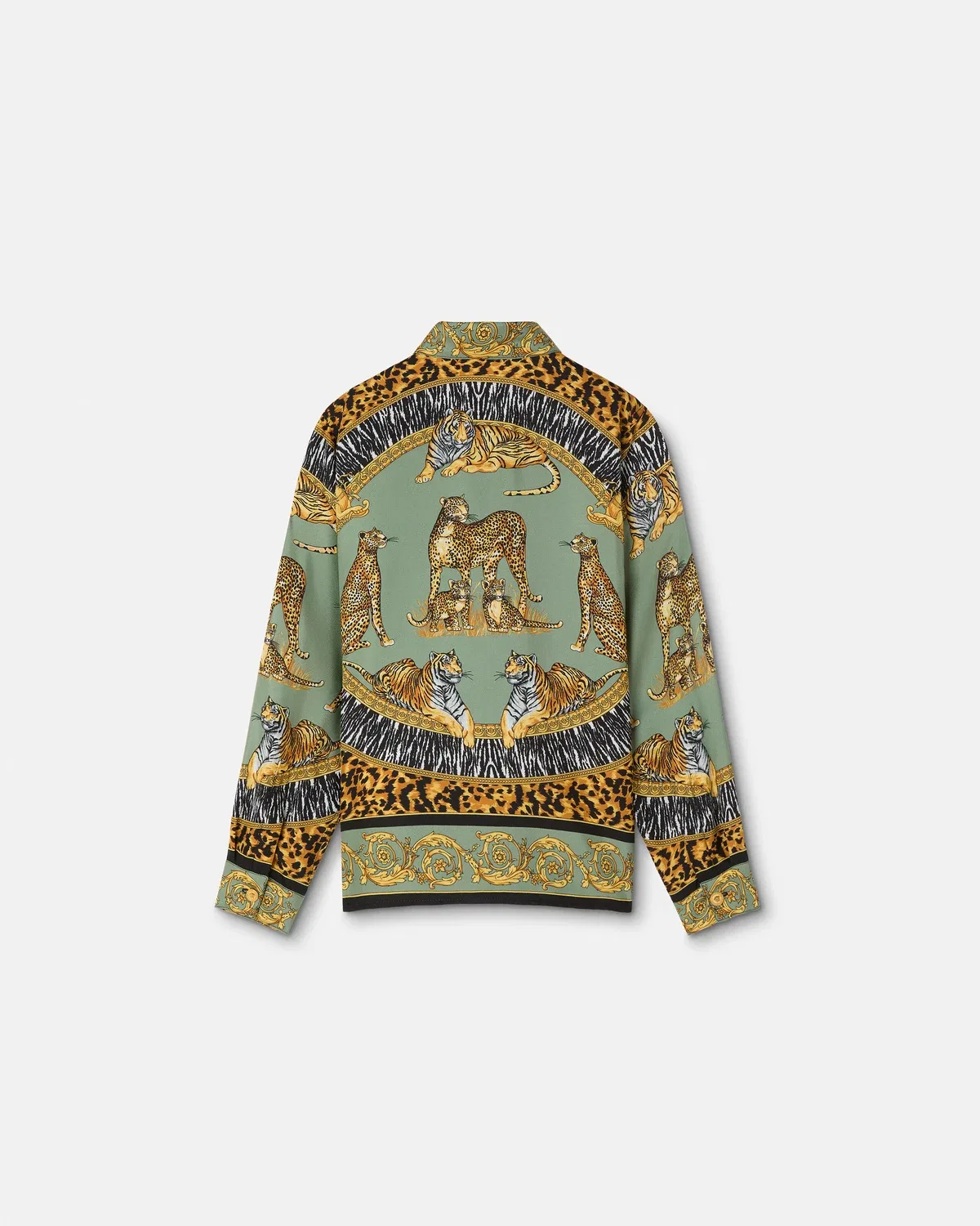 Детская рубашка из шелкового твила с принтом VERSACE, мультиколор — фото 3