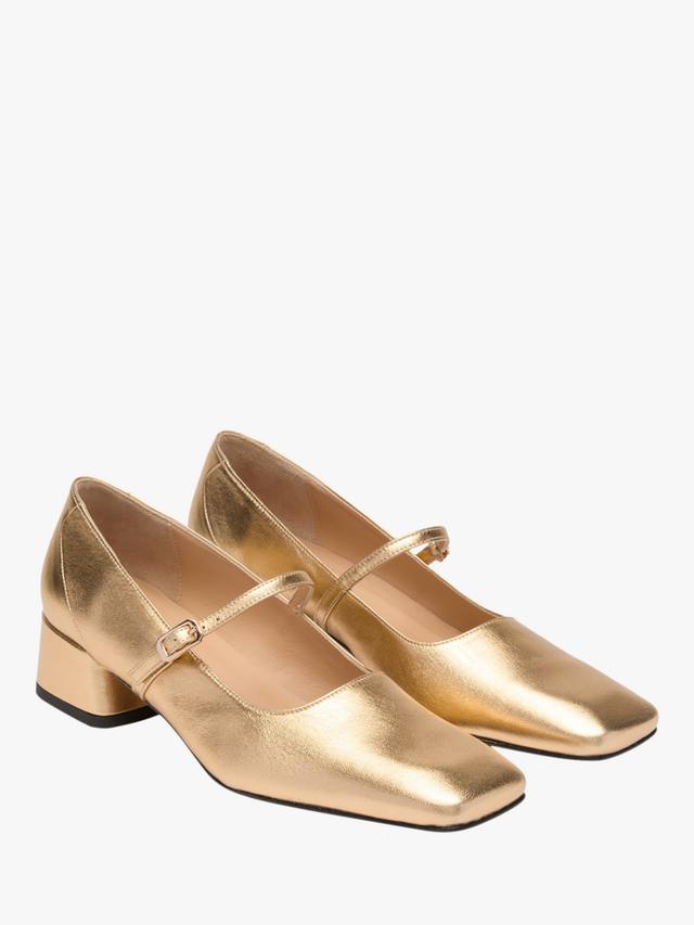Туфли Ravensmoor Mary Jane с низким каблуком и заостренным носком Russell & Bromley, Gold — фото 2