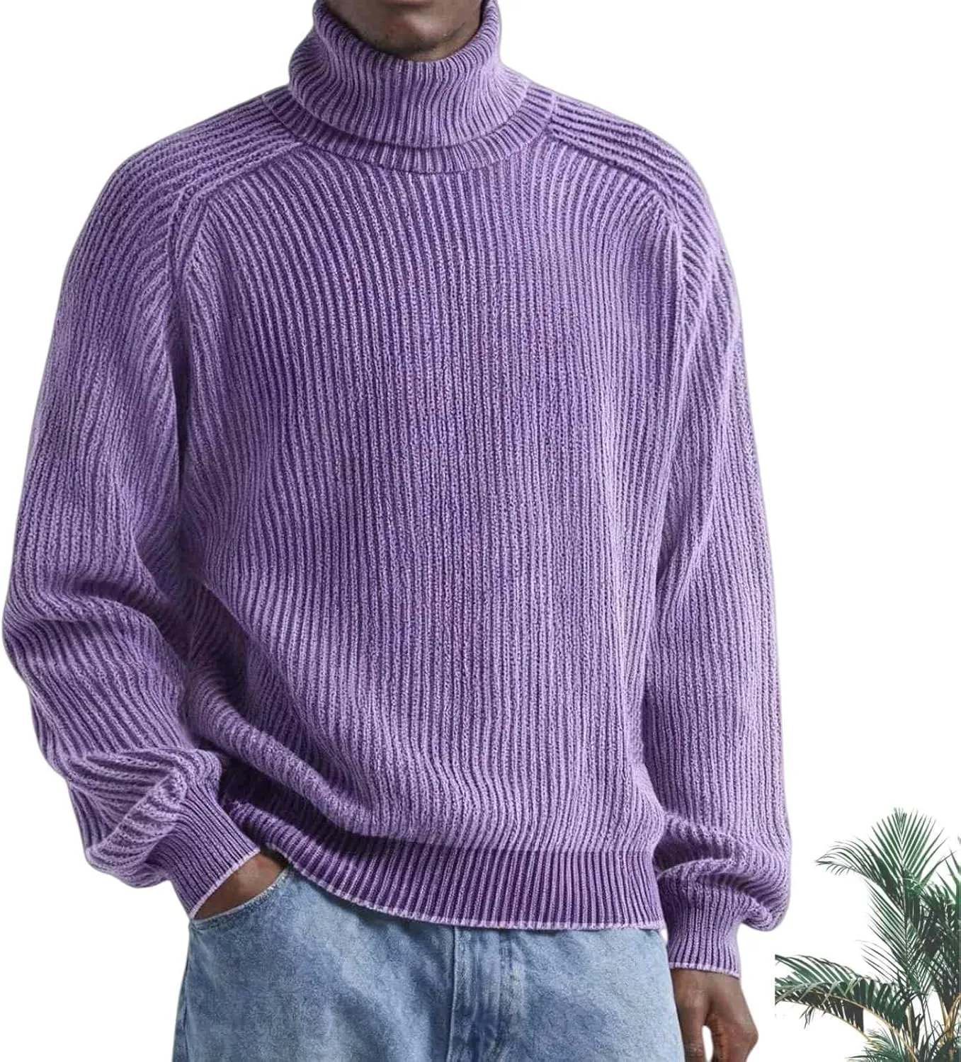 

Простой и модный высокий воротник, мужской свитер Slim Fit с длинными рукавами