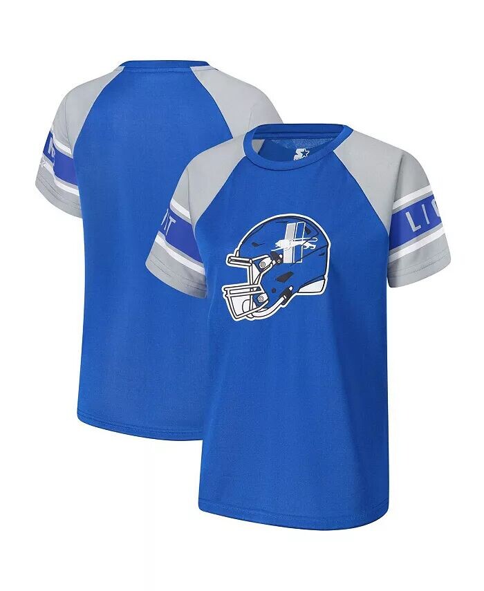

Женский синий топ реглан Detroit Lions 1st Rounder Color Block Starter