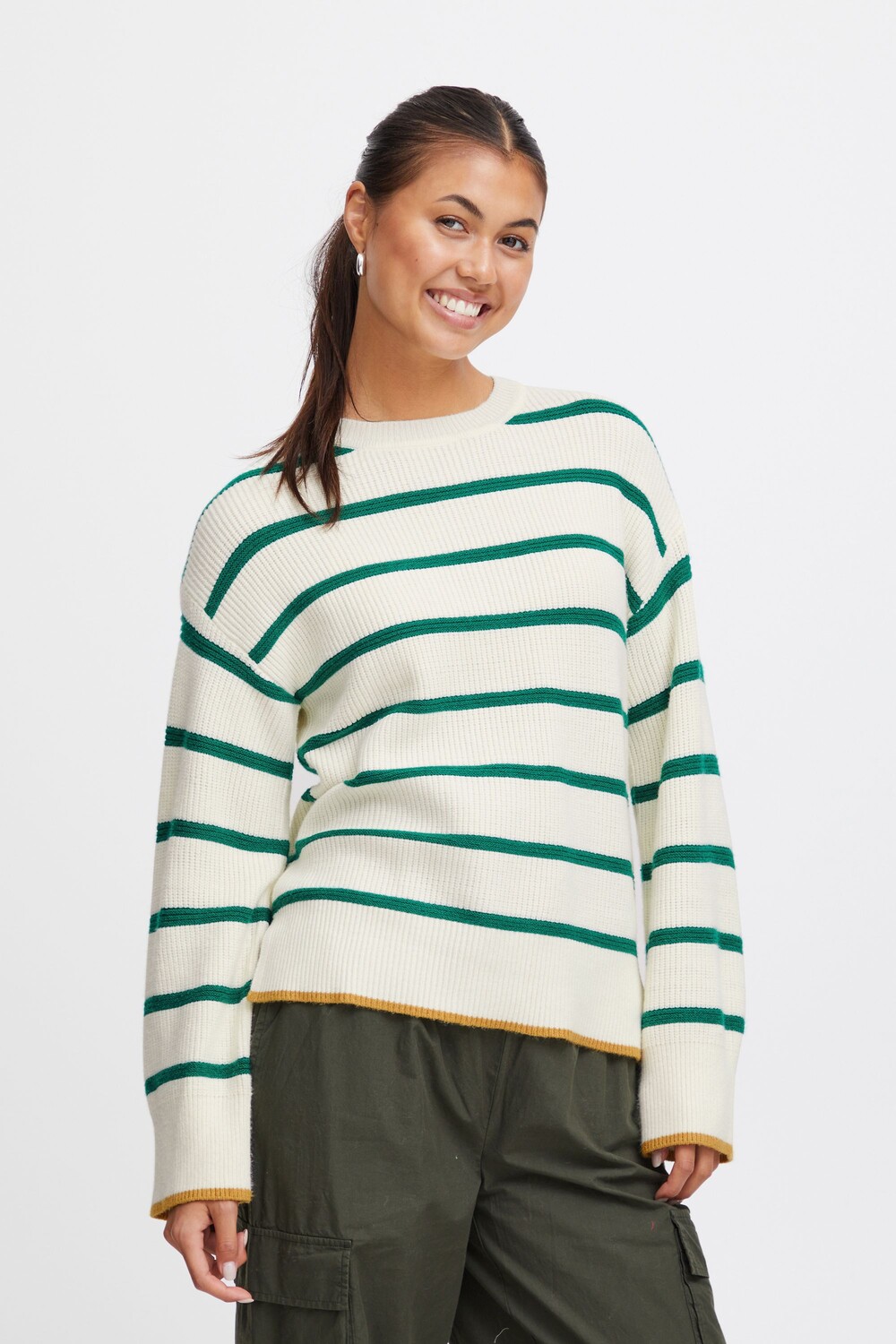 

Свитер b.young Strick BYMILO STRIPE JUMPER 3 20813520, зеленый
