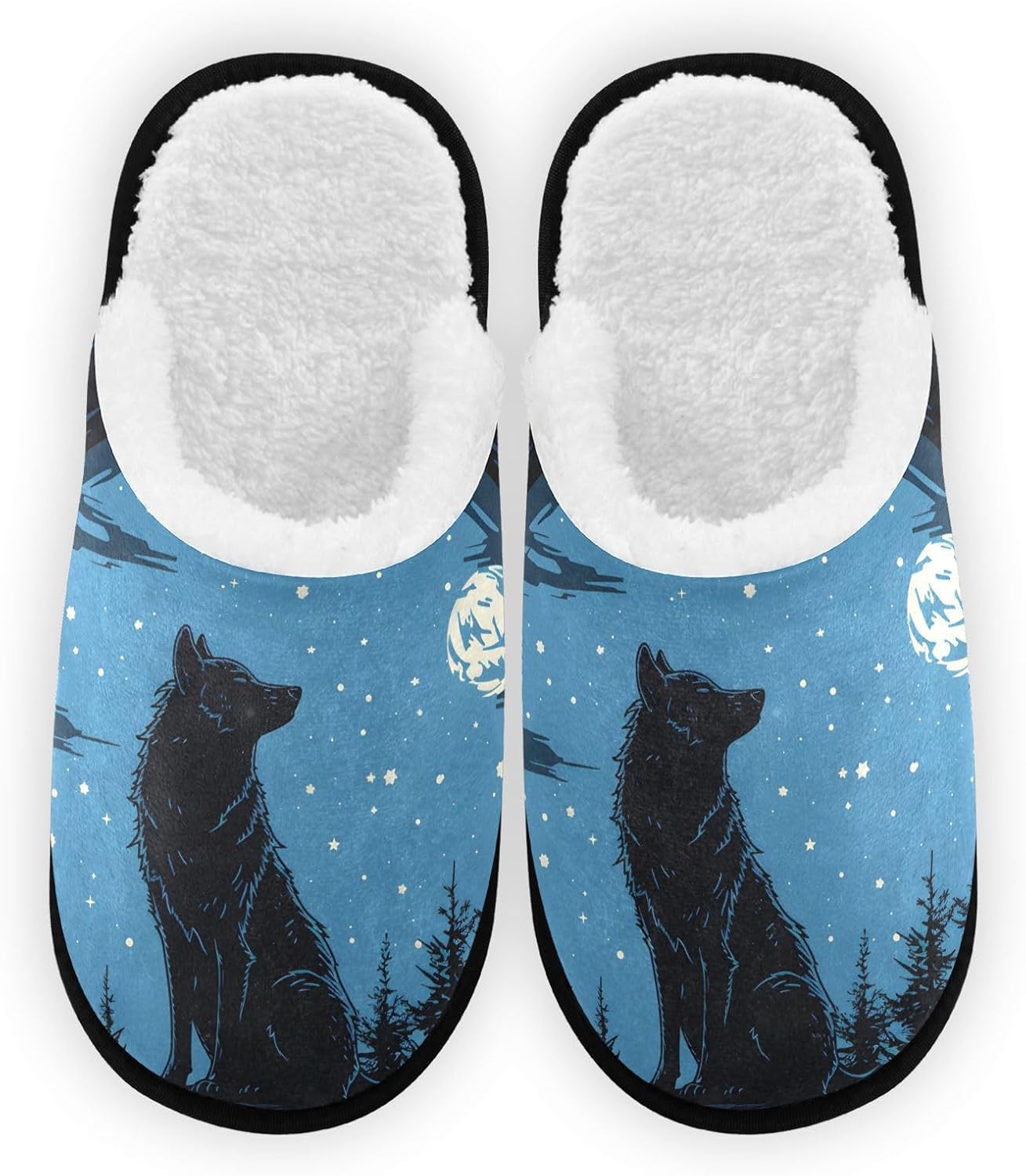 

Мягкие тапочки FENOCHE Wolf at Night для женщин и мужчин, теплые и удобные, для путешествий и спа, противоскользящие домашние обувь, Multicolor