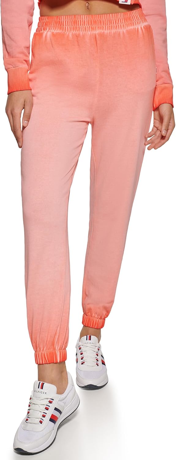 

Женские спортивные брюки Tommy Hilfiger с эластичным поясом и цветными блоками, Hot Coral
