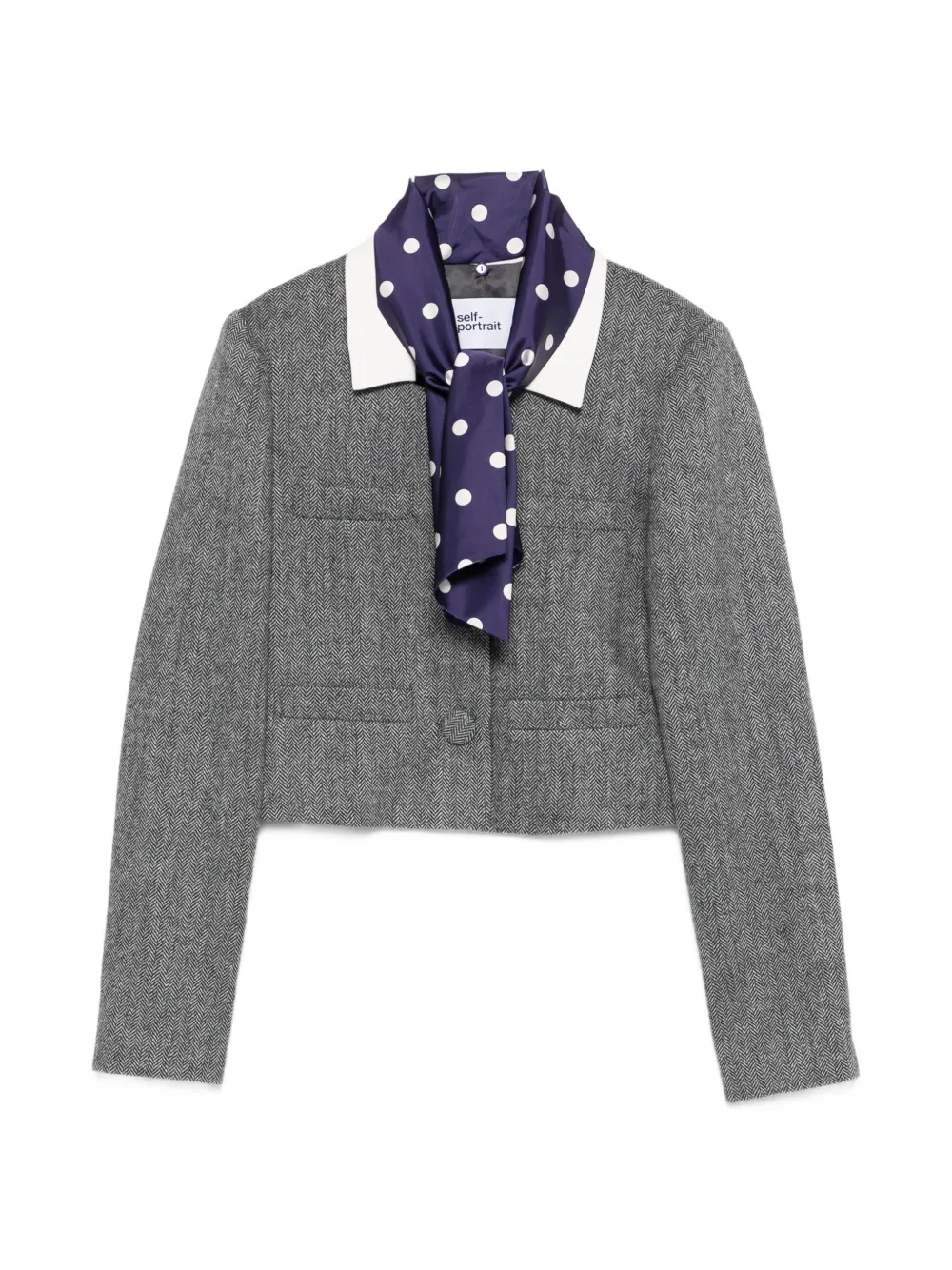 

Укороченная куртка с воротником Self-Portrait, серый