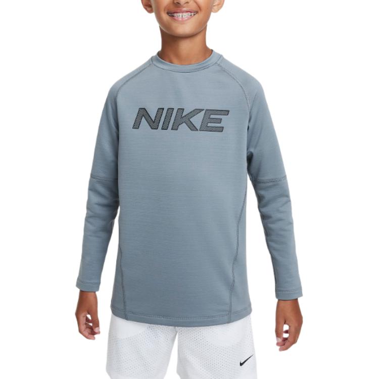Футболка детская Dri FIT с длинным рукавом для тренировок Дымчато-серый Kids' Nike — фото 2