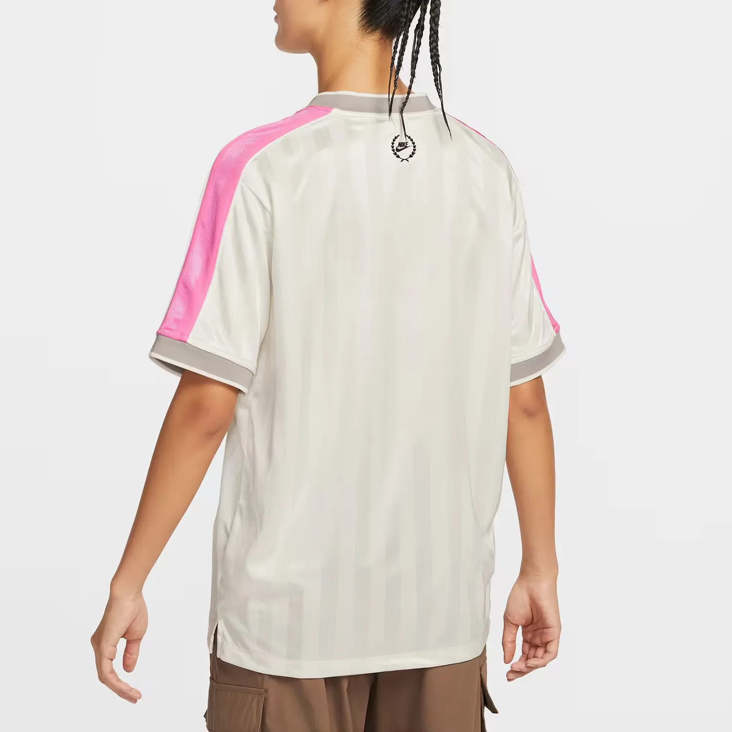 Женский топ-джерси с V-образным вырезом Nike, Canvas/Naughty Pink/Preppy Gray/Black Color — фото 4
