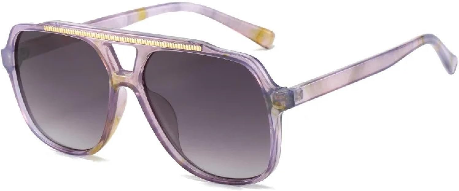 

Женские солнцезащитные очки с двойной перемычкой, модные, с прозрачными градиентными линзами Ocean, защита от УФ-излучения UV400. Мужские солнцезащитные очки с двойной перемычкой HHZZYVY, Purple Pattern Grey