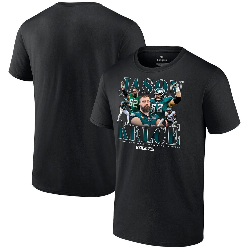 

Мужская черная пенсионная футболка Fanatics с логотипом Jason Kelce Philadelphia Eagles, цвет Eag Black