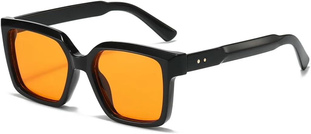 

Солнцезащитные очки для мужчин и женщин - защита UV400 - градиентный оранжевый леопардовый принт с заклепками, для занятий спортом на открытом воздухе и вождения DSVIGF, Black Orange