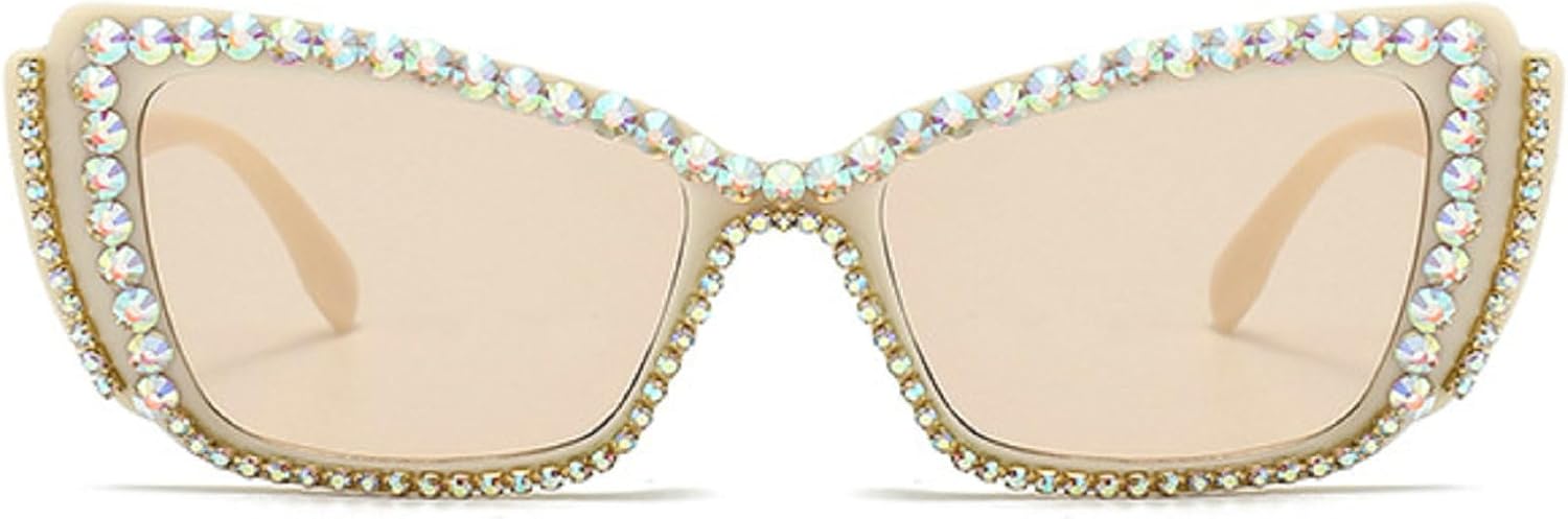 

Модные солнцезащитные очки «кошачий глаз» со стразами, винтажные очки в виде бабочки с бриллиантами, блестящие солнцезащитные очки для женщин и девушек для вечеринок mincl, Champagne