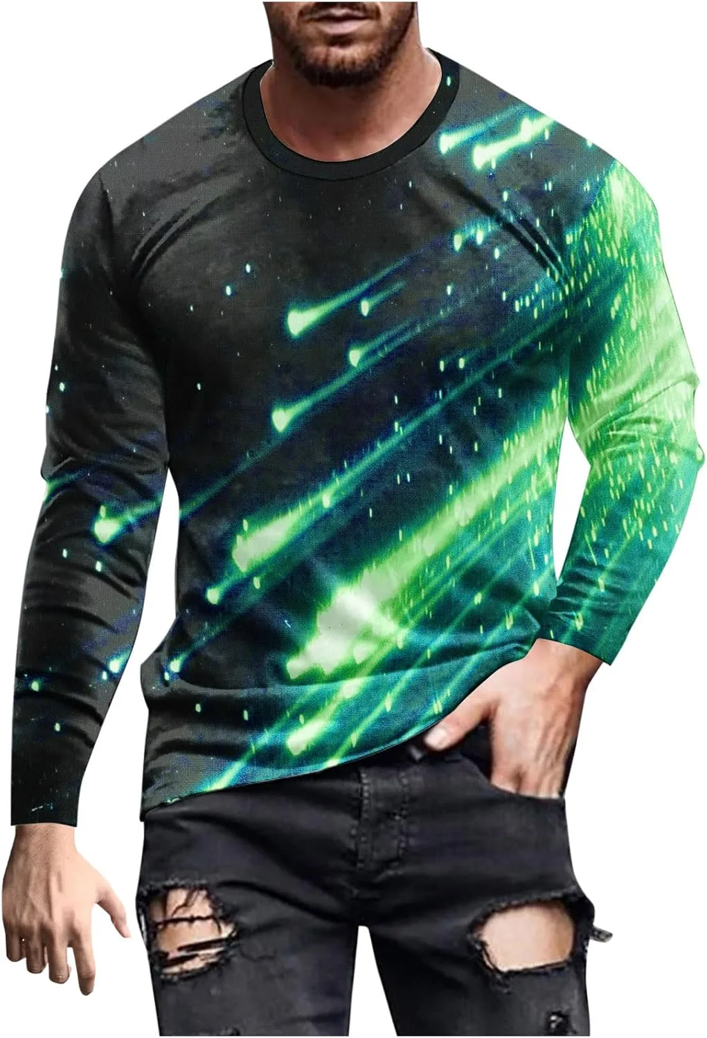 

Футболка мужская с принтом Shooting Star, длинный рукав