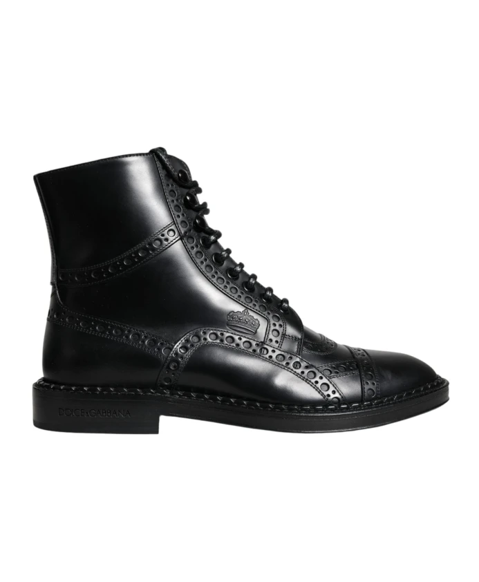 

Кожаные ботинки с логотипом Dolce & Gabbana, черный