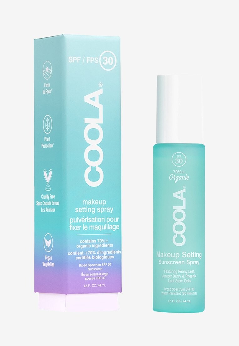 Фиксирующий спрей и фиксирующая пудра MAKEUP SETTING SPRAY SPF 30 GREEN TEA/ALOE 44ML Coola — фото 4