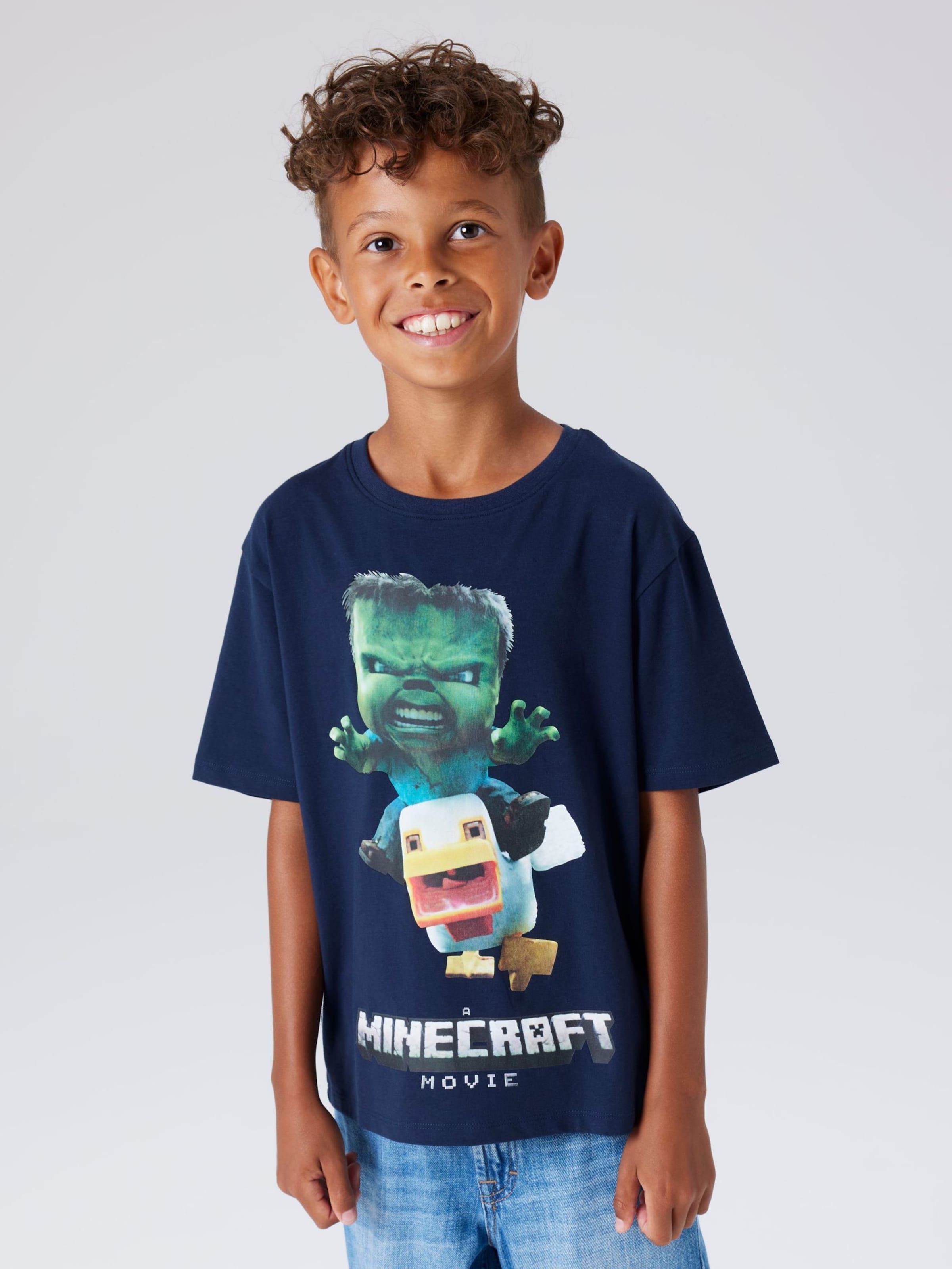 NAME IT Футболка 'NKMNIF MINECRAFT' в цвете Marine Blue, Neon Blue — фото 3