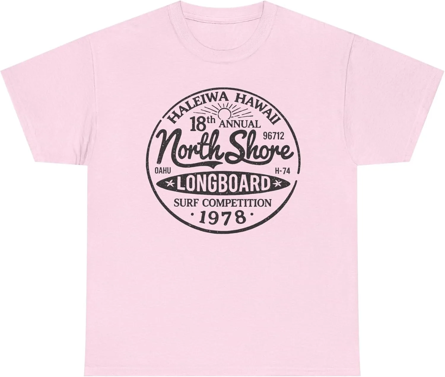 Футболка Long Board North Shore Surf Vintage Hawaii Beach Oahu Honolulu Maui Kauai Molokai Paradise Vacation Hawaiian Local GENERIC, светло-розовый