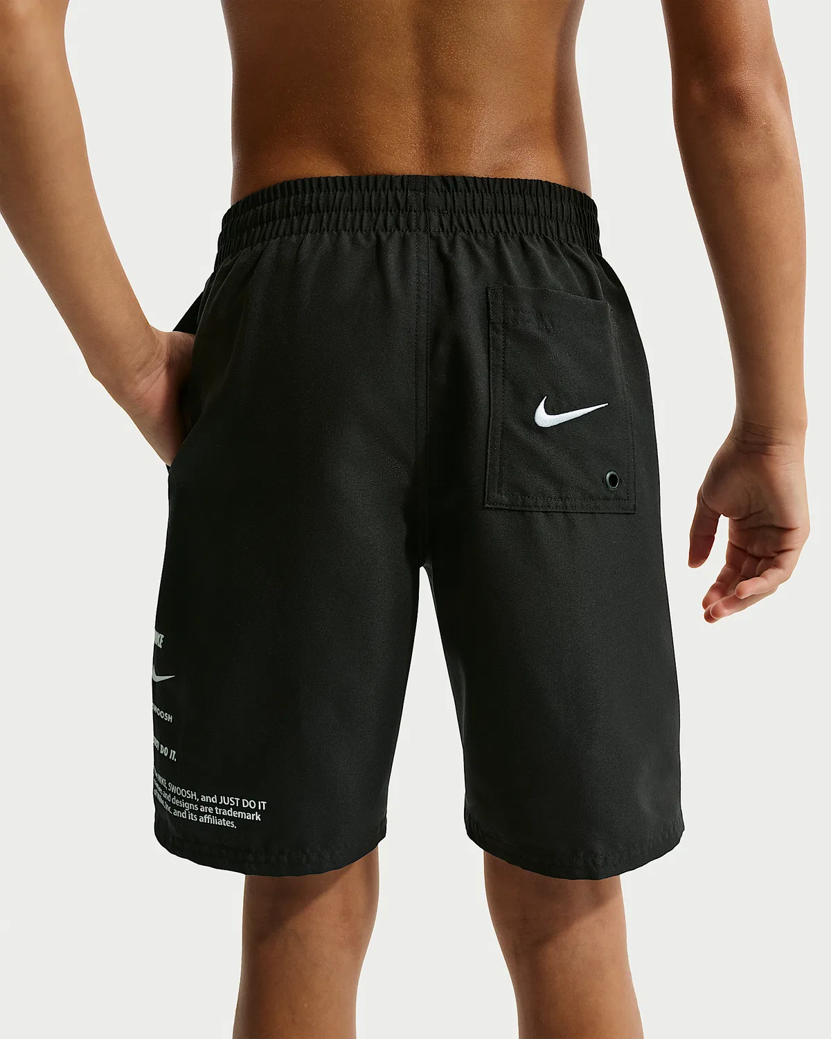 Детские (мальчиковые) плавки Nike Swim Breaker 7" с боксерской подкладкой, Black/Black/Black/White — фото 3