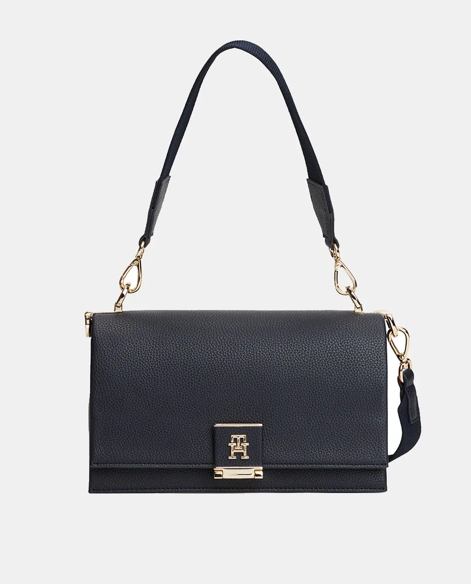 

Темно-синяя сумка-тоут с золотой застежкой Tommy Hilfiger