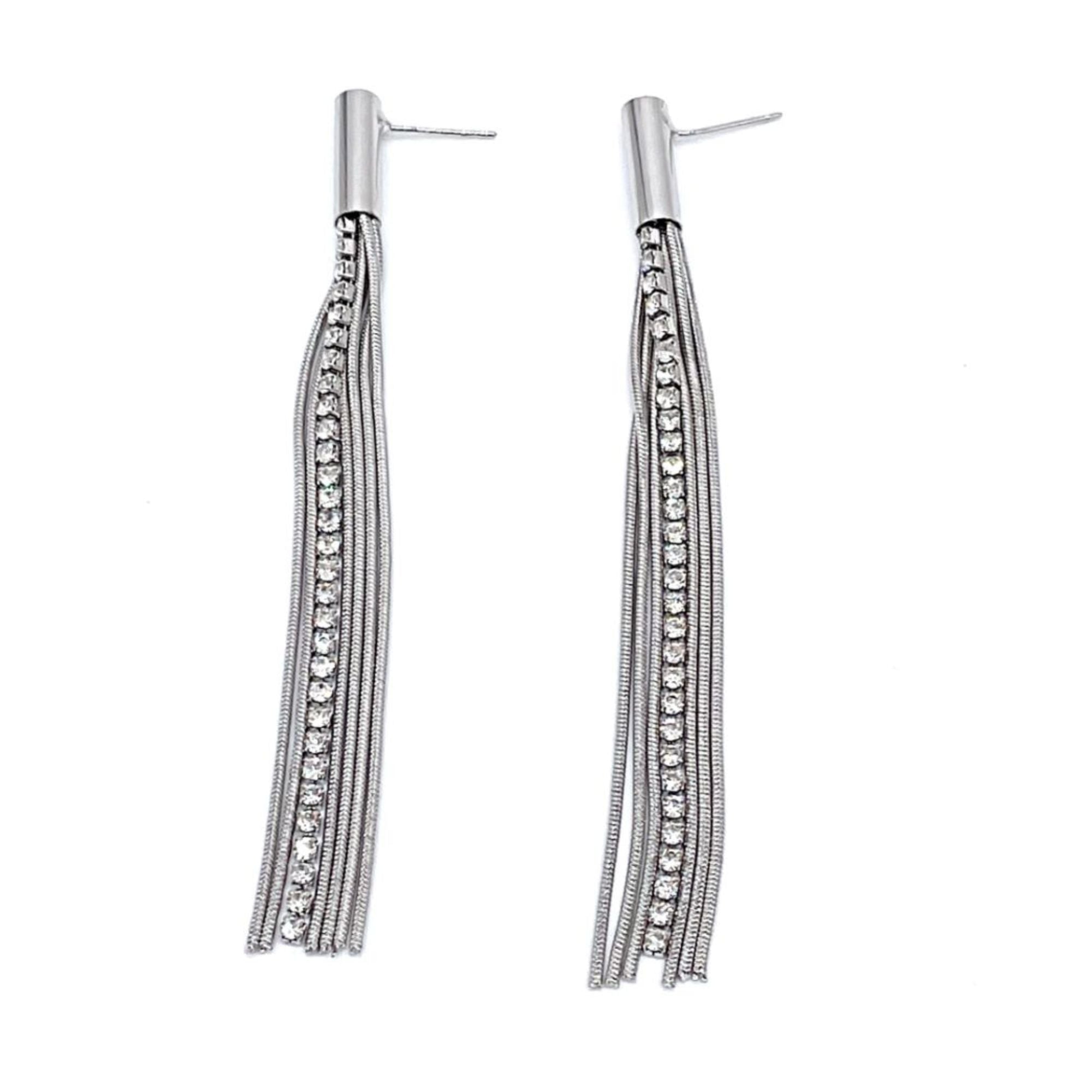 

Серьги-подвески с цепочкой и камнями, покрытые серебром Adornia, белый