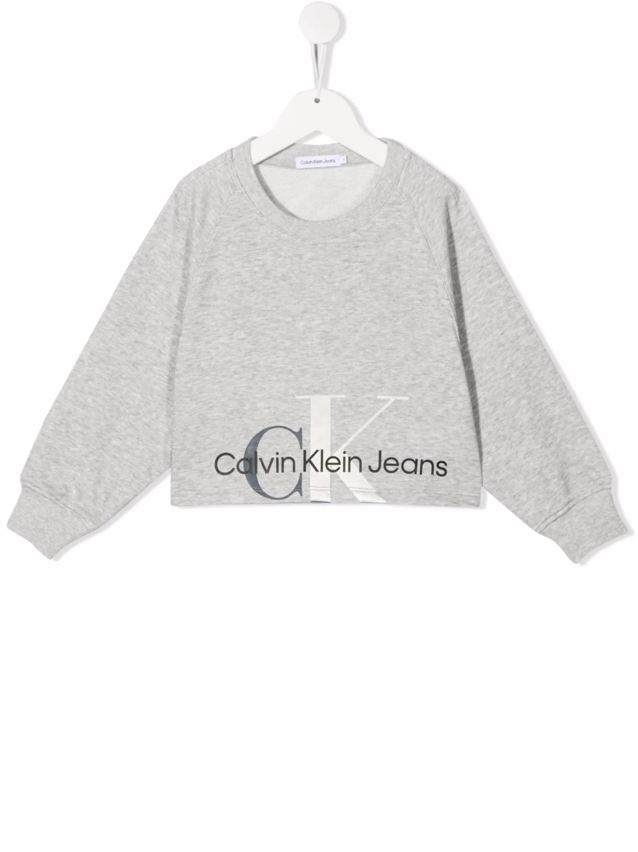 

Укороченная толстовка с логотипом Calvin Klein Kids, серый