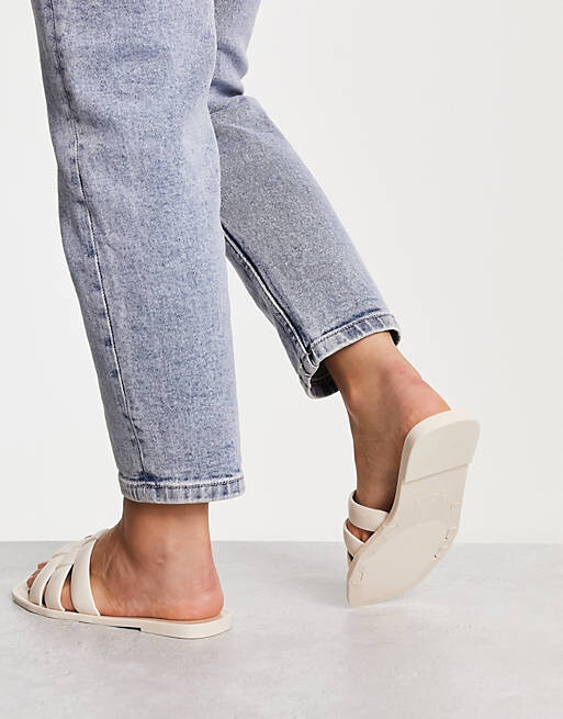 Бежевые тканые сандалии на плоской подошве ASOS DESIGN Wide Fit Fame - BEIGE — фото 3