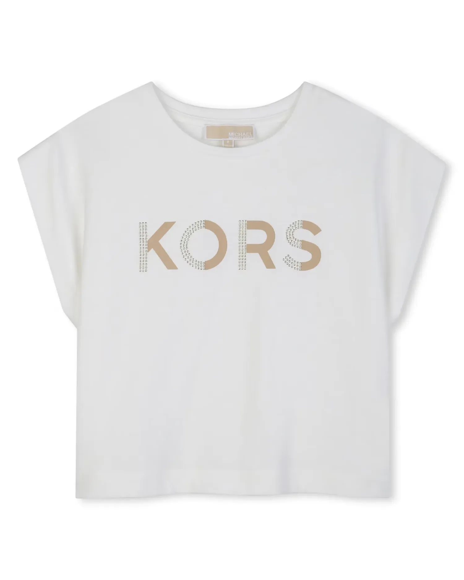 Футболка для девочки с коротким рукавом и рисунком спереди, из хлопка Michael Kors, белый