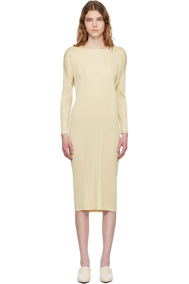 

Pleats Please Issey Miyake Желтое платье миди на каждый месяц, декабрьские цвета